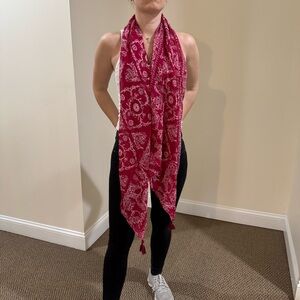 Red Floral Summer Scarf